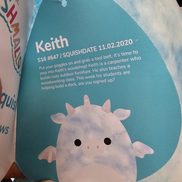 Squismallows Blue and White Dragon Keith Plush Toy - Picture 12 of 14